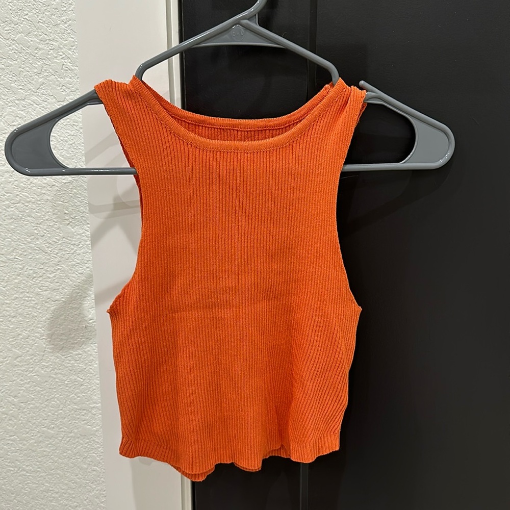Ribbed orange crop top
